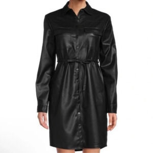 NWT TRUTH BY REPUBLIC Faux Leather Shirtdress with a belt size S